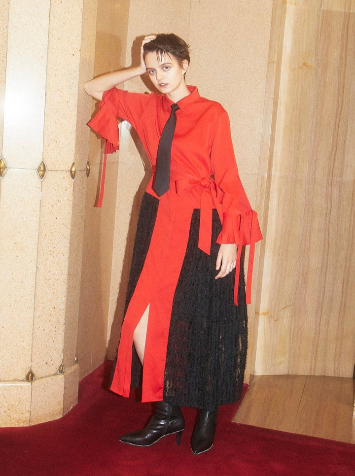 FEATHER TULLE SHIRTS DRESS