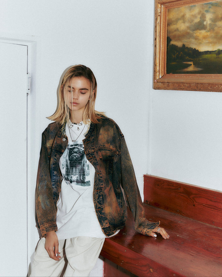 【1/1 PIECE】＜UPCYCLED＞HYPER BLEACH DENIM JACKET【BROWN】