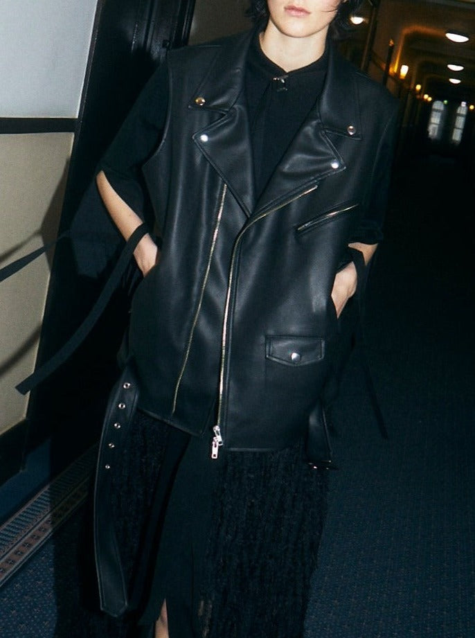 VEGAN LEATHER RIDERS VEST