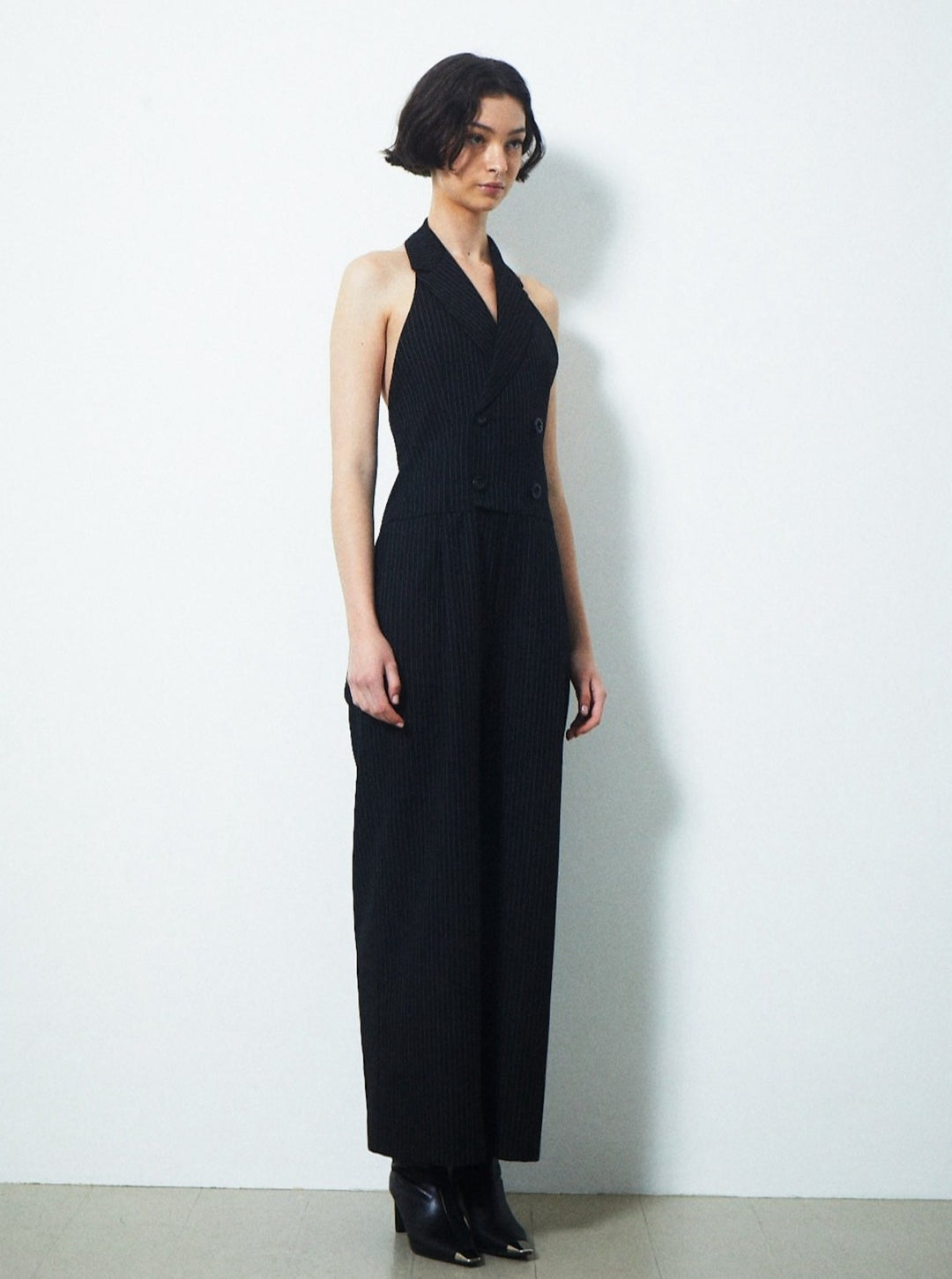 BACK LACE-UP TAILORED JUMPSUIT