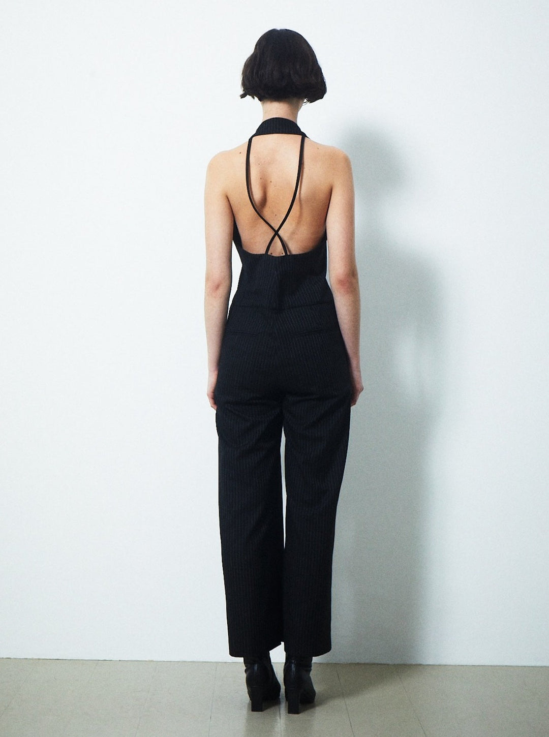 BACK LACE-UP TAILORED JUMPSUIT