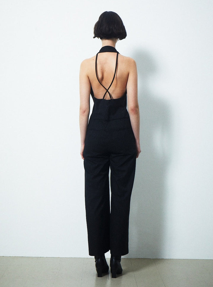 BACK LACE-UP TAILORED JUMPSUIT