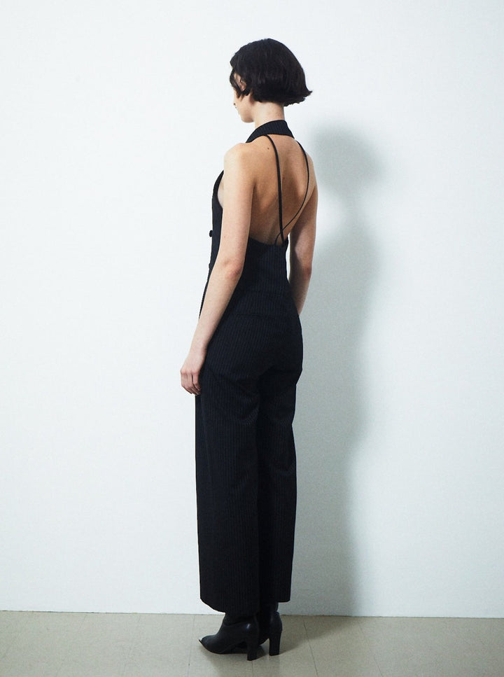 BACK LACE-UP TAILORED JUMPSUIT