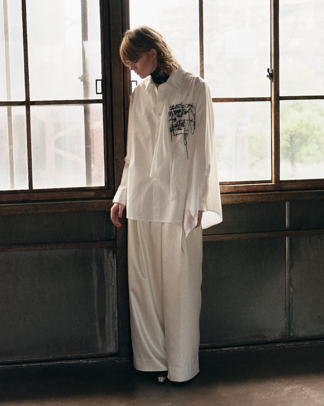 FRINGE EMBROIDERY SHIRT【BLACK】