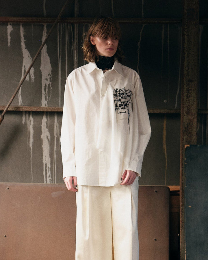 FRINGE EMBROIDERY SHIRT【BLACK】