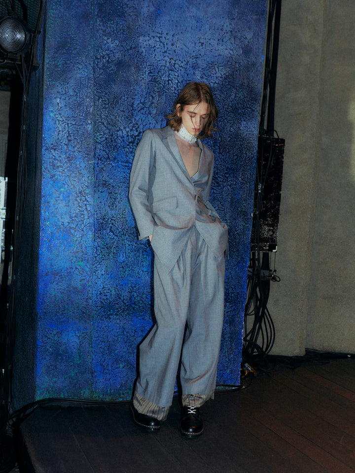 BACK OPEN BELTED JACKET 【GRAY】