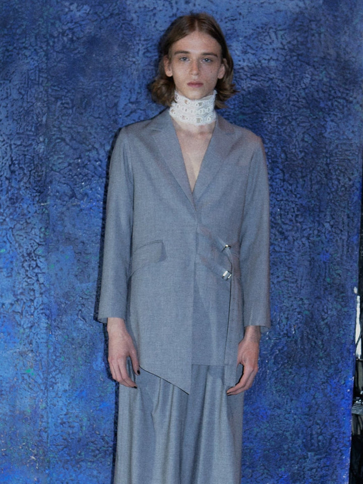 BACK OPEN BELTED JACKET 【GRAY】