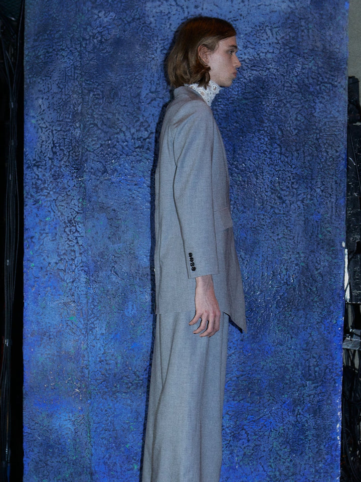 BACK OPEN BELTED JACKET 【GRAY】