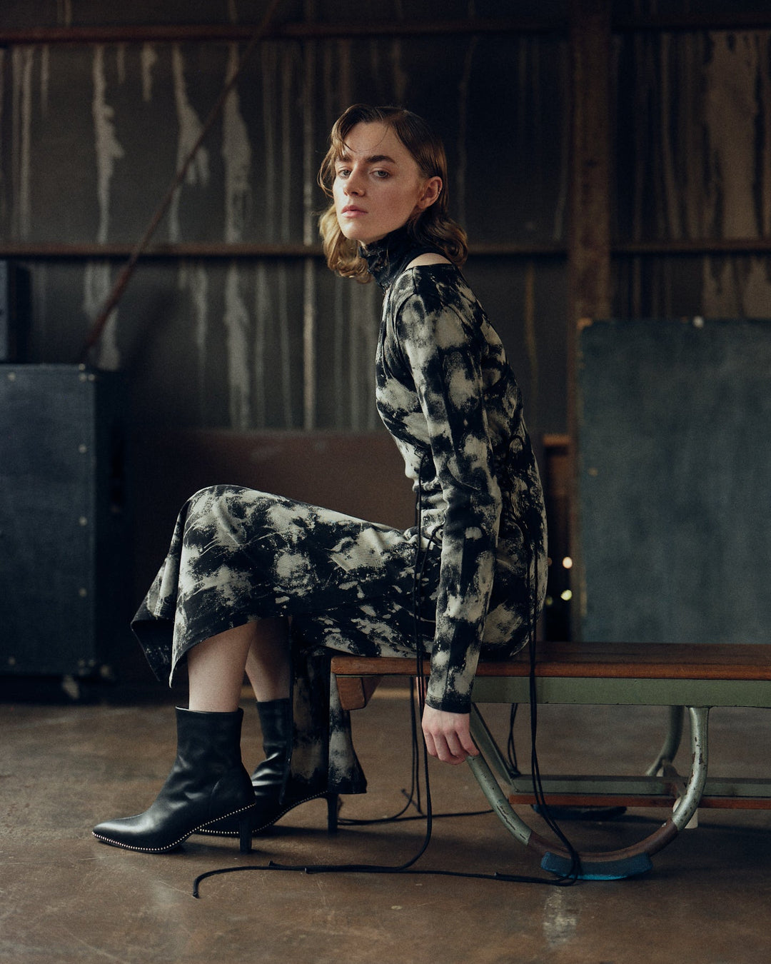 LAYERED SIDE LACE-UP DRESS