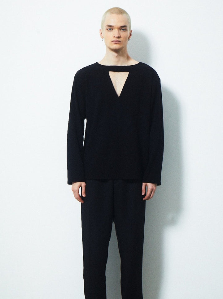 CHOKER V NECK KNIT TOPS