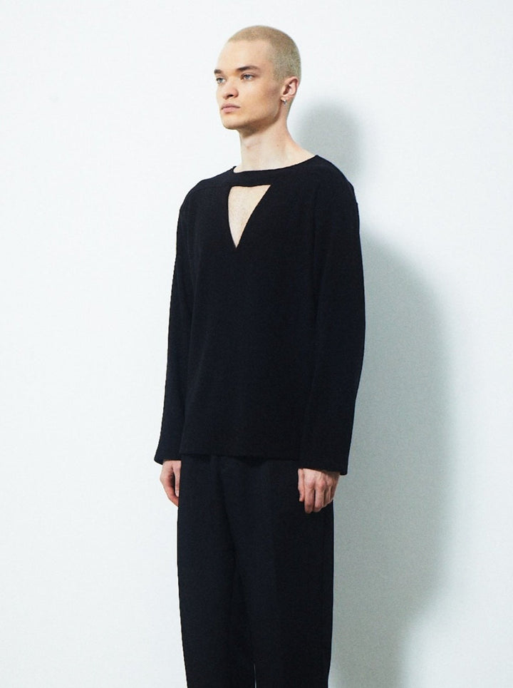 CHOKER V NECK KNIT TOPS