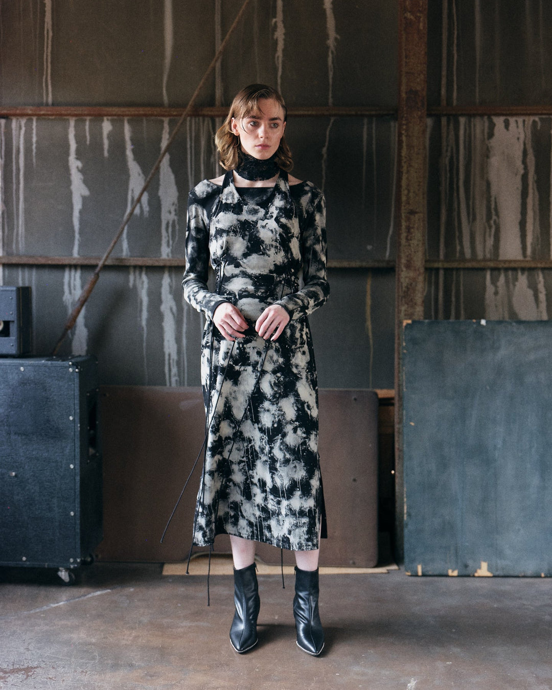 LAYERED SIDE LACE-UP DRESS