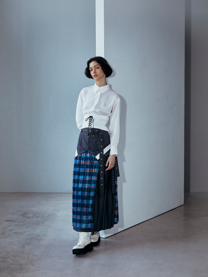 LAYERED WRAP SIDE BELT SKIRT