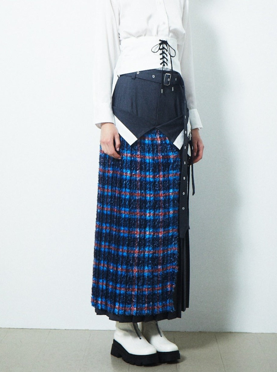 LAYERED WRAP SIDE BELT SKIRT