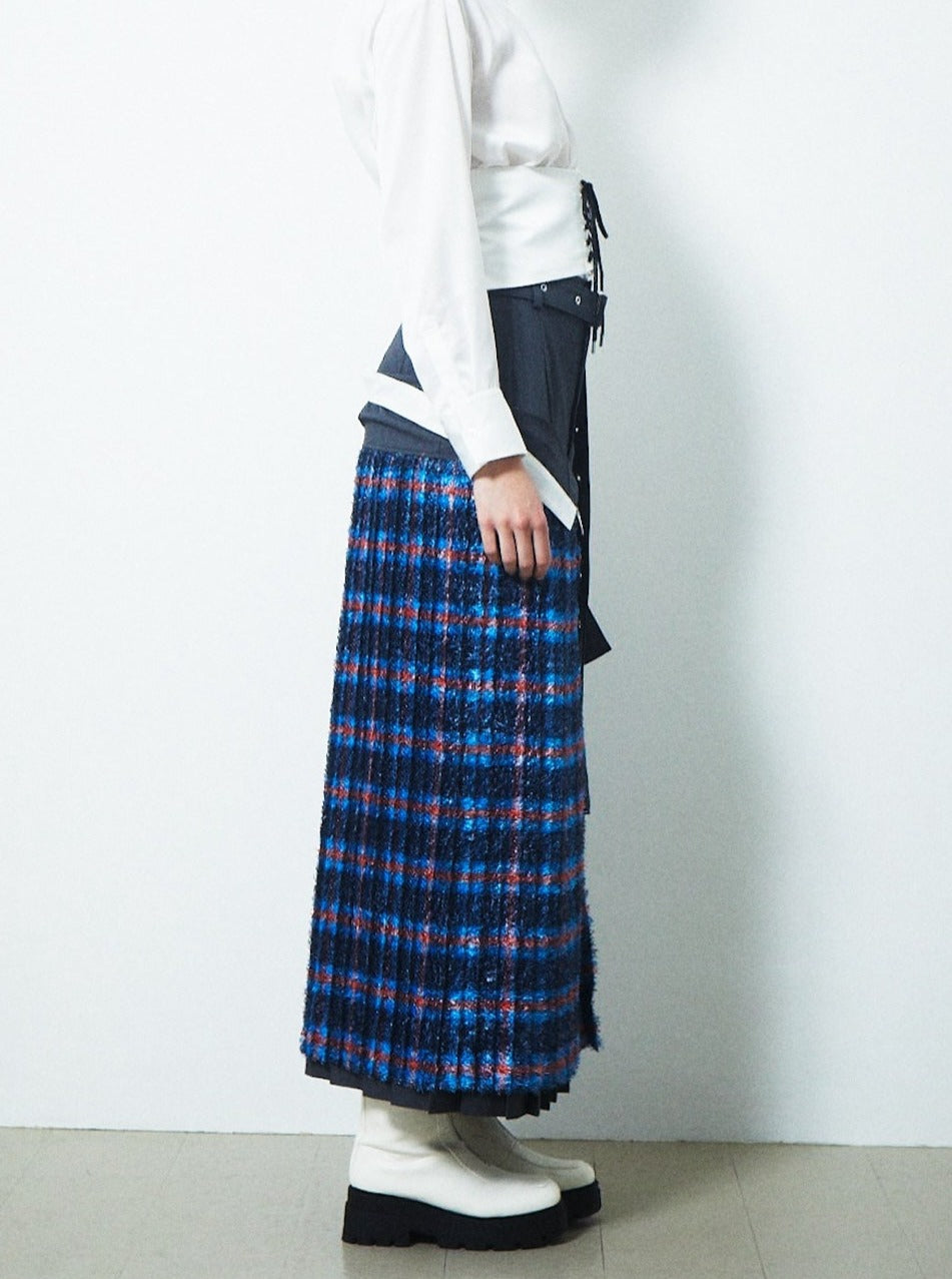 LAYERED WRAP SIDE BELT SKIRT