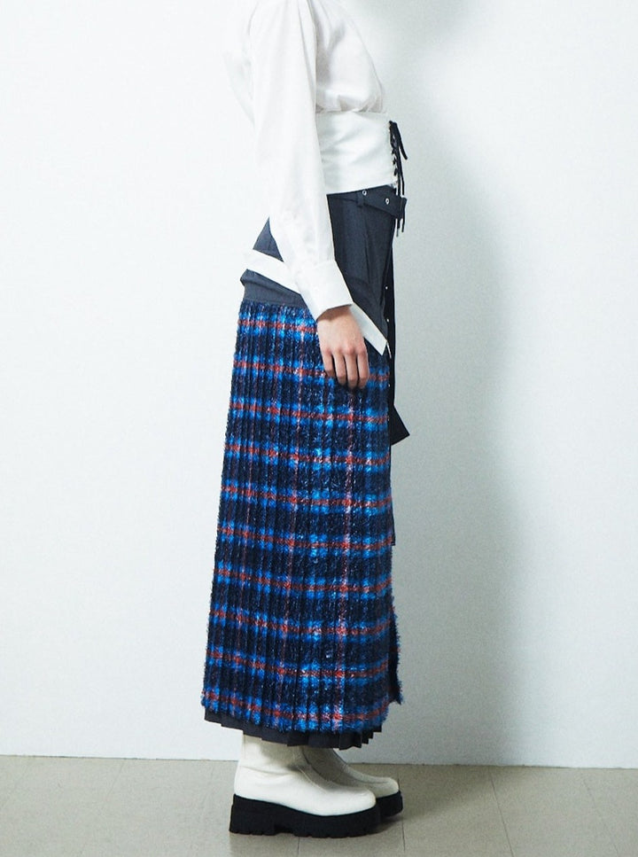 LAYERED WRAP SIDE BELT SKIRT