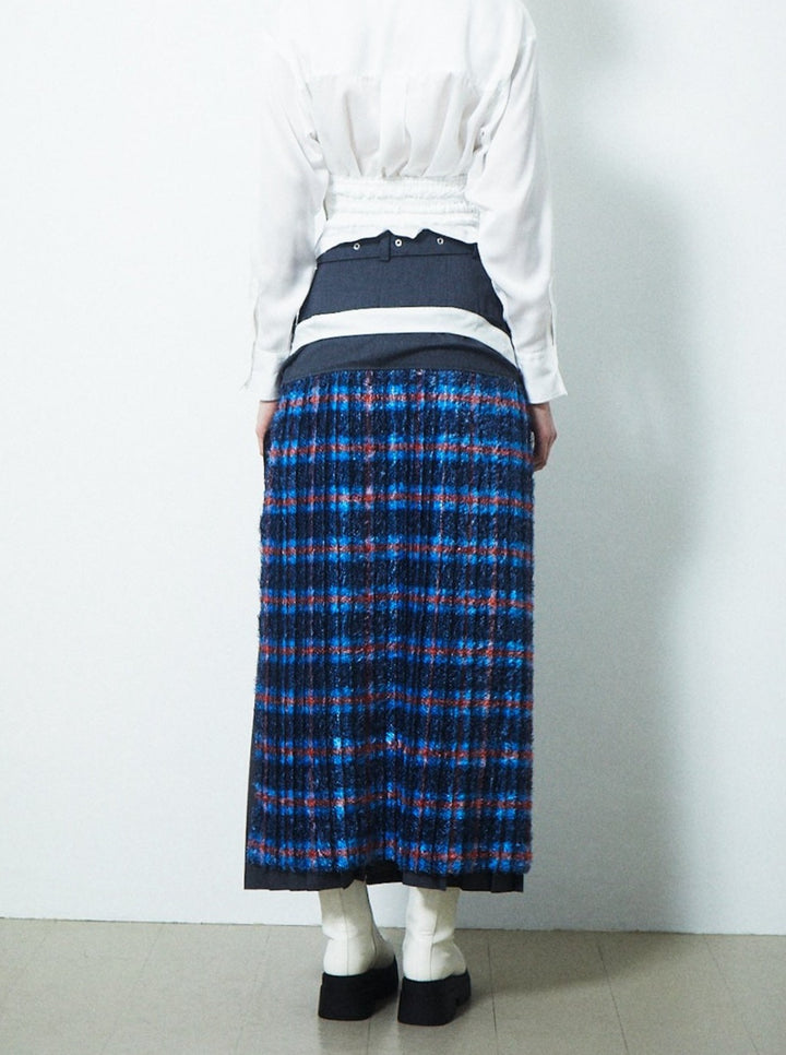 LAYERED WRAP SIDE BELT SKIRT