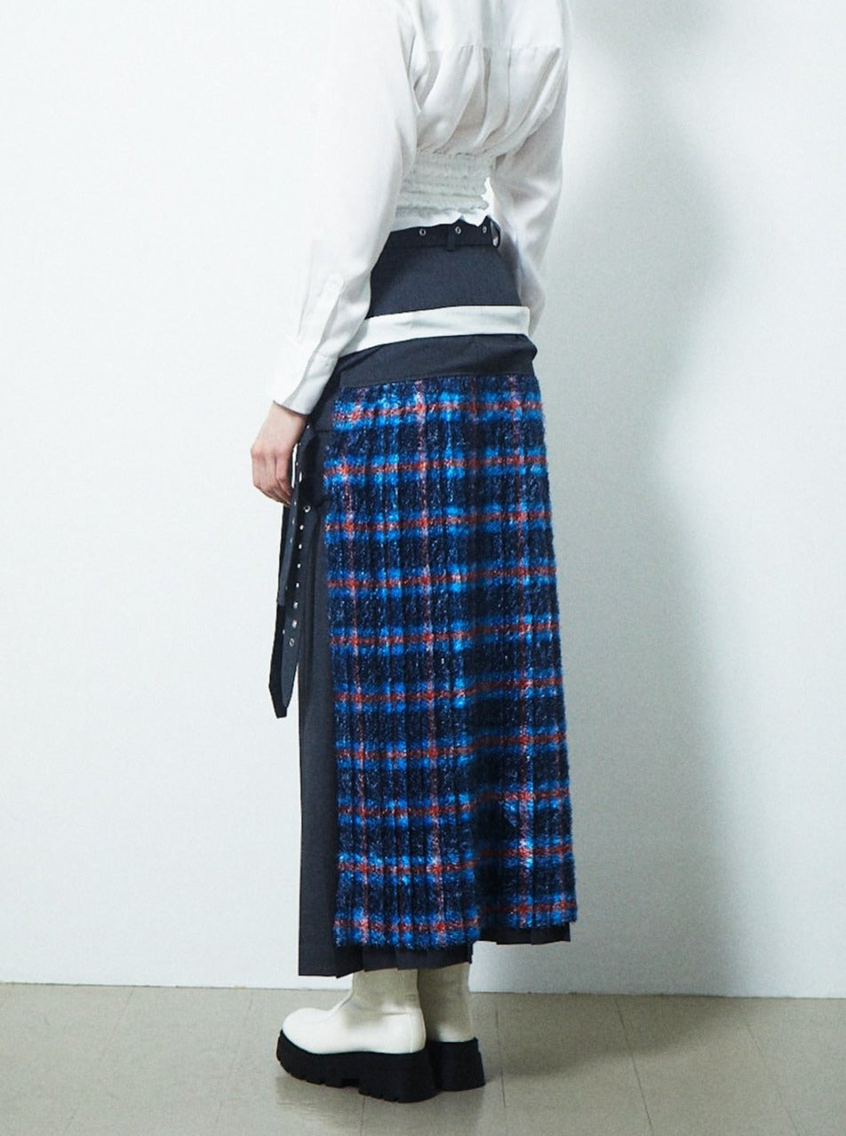 LAYERED WRAP SIDE BELT SKIRT