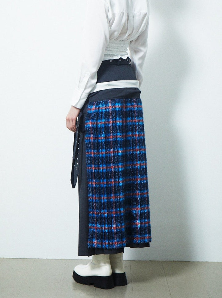 LAYERED WRAP SIDE BELT SKIRT
