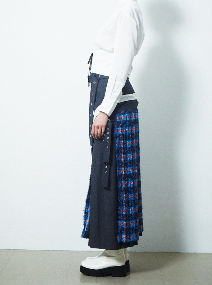 LAYERED WRAP SIDE BELT SKIRT