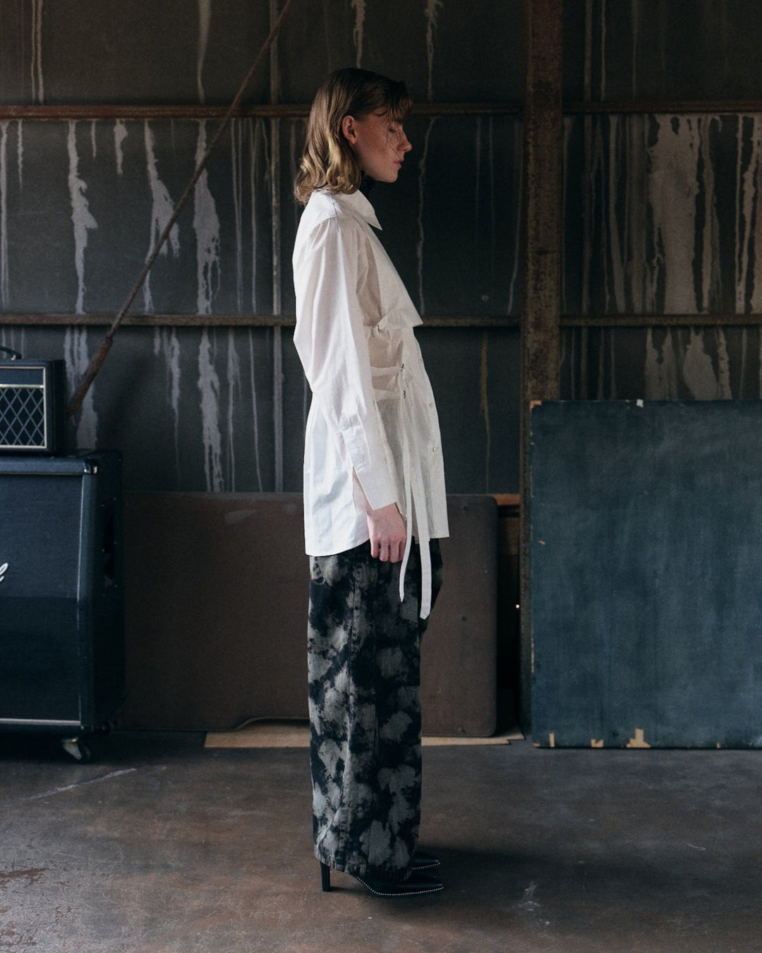 WRAP FRONT WIDE DENIM【MIX】