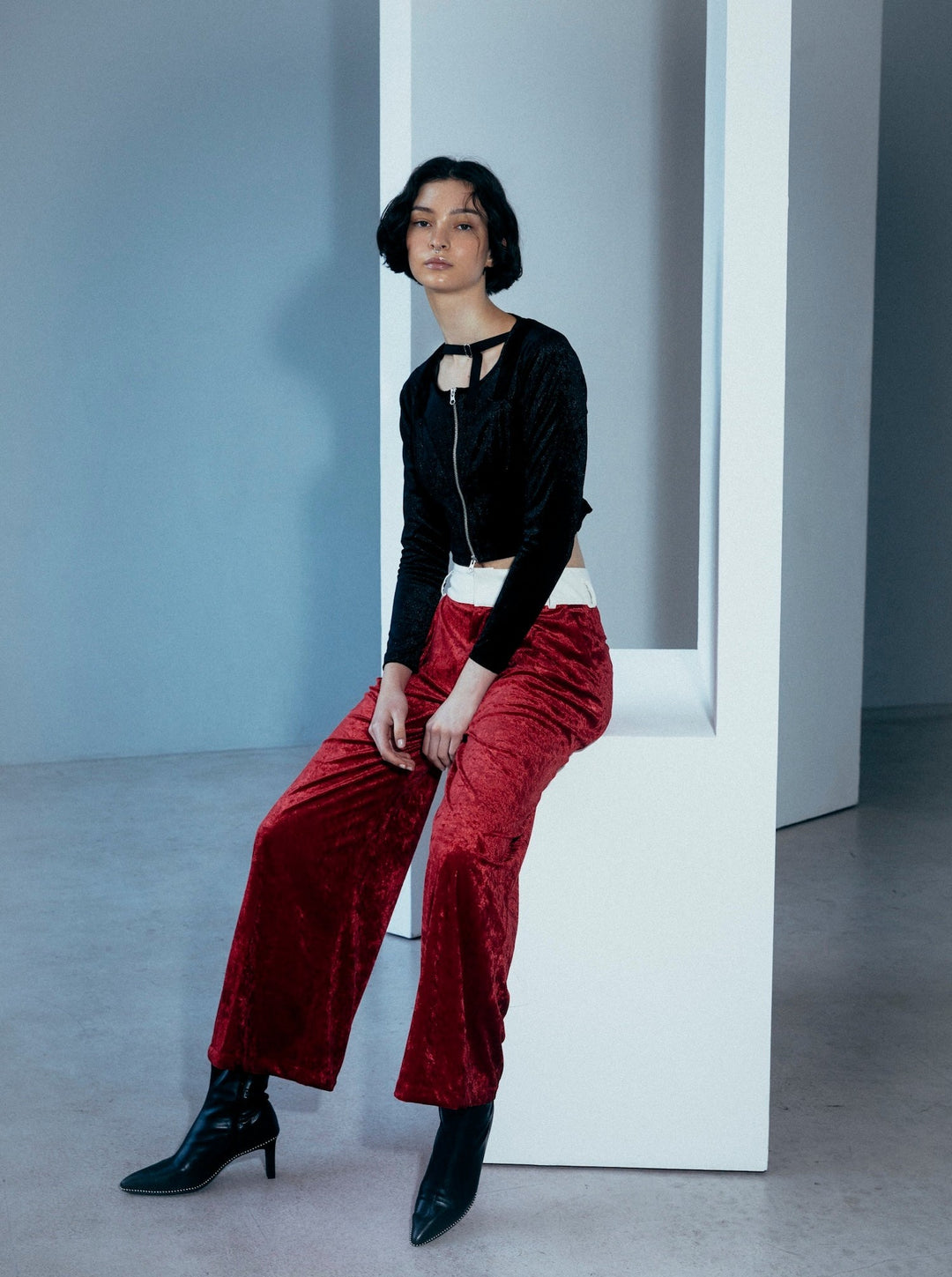 VELVET CUMMERBUND PANTS