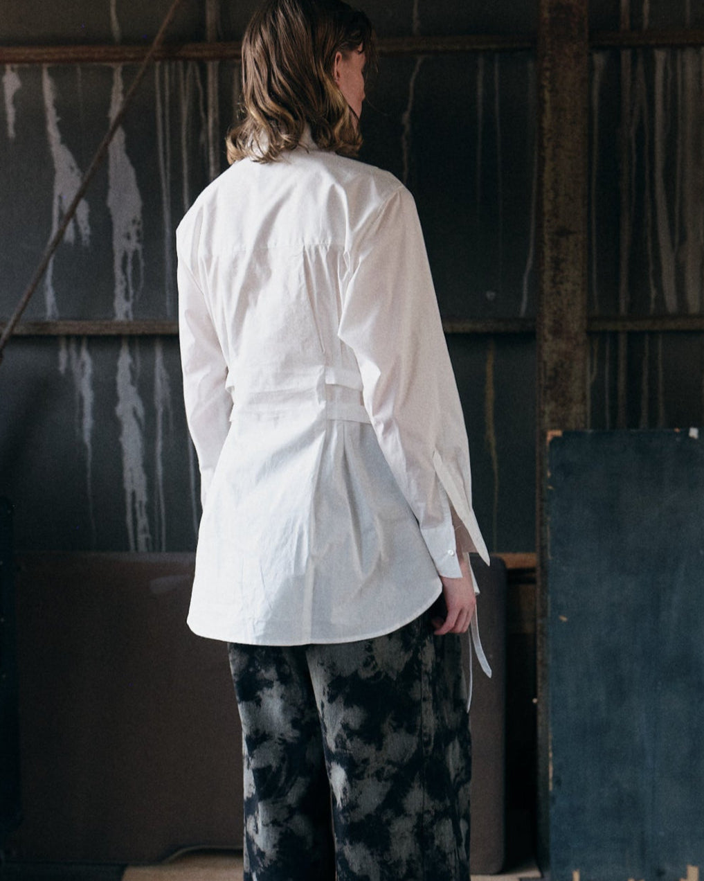 FRONT FLAP BELTED SHIRT【BLUE】