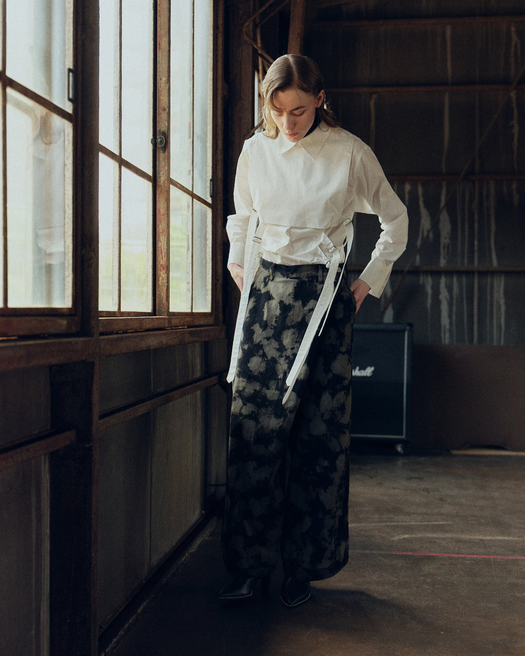 WRAP FRONT WIDE DENIM【MIX】