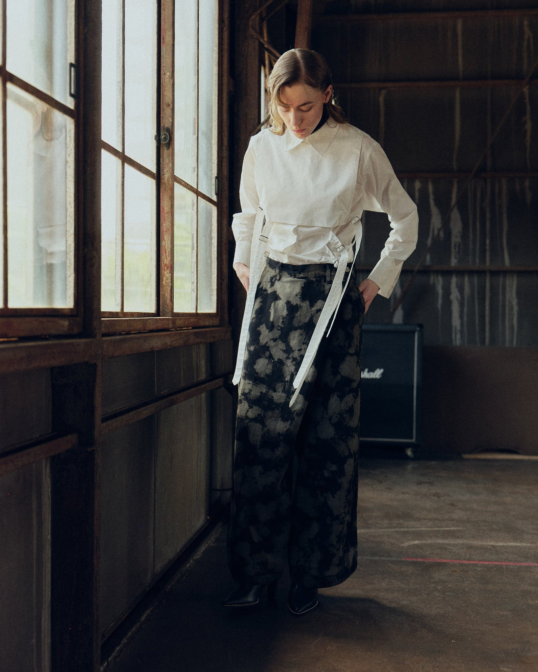 FRONT FLAP BELTED SHIRT【WHITE】