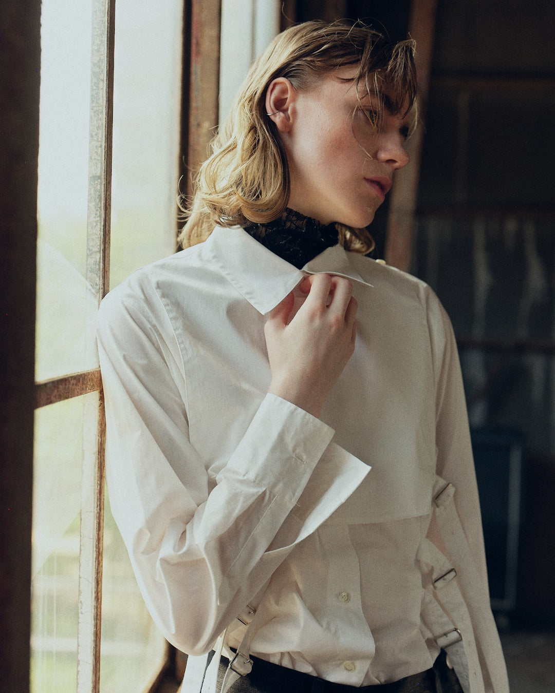 FRONT FLAP BELTED SHIRT【WHITE】