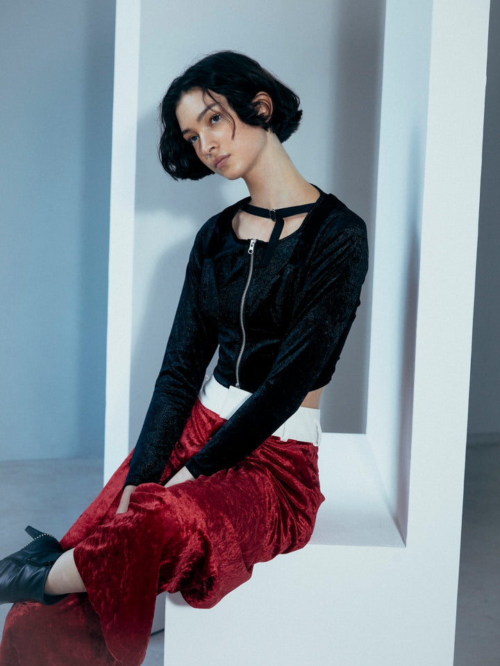 VELVET CUMMERBUND PANTS