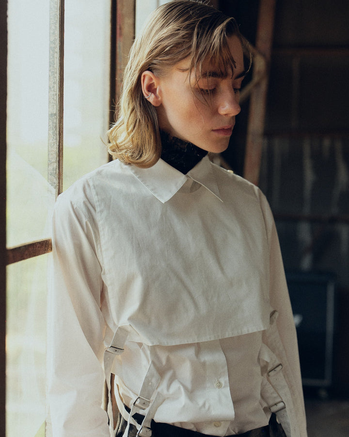 FRONT FLAP BELTED SHIRT【BLUE】