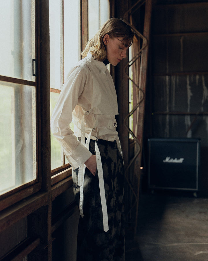 FRONT FLAP BELTED SHIRT【BLUE】