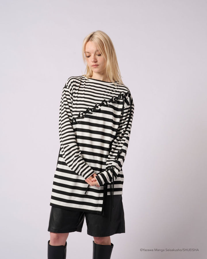 NANA × ADDIXY BORDER LACE-UP TOP [WHITE]