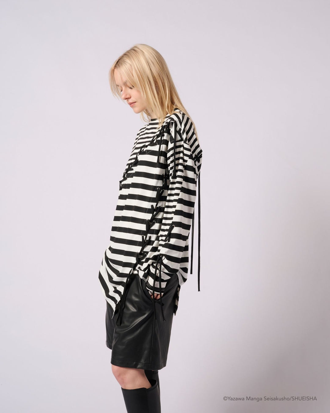 NANA × ADDIXY BORDER LACE-UP TOP [WHITE]