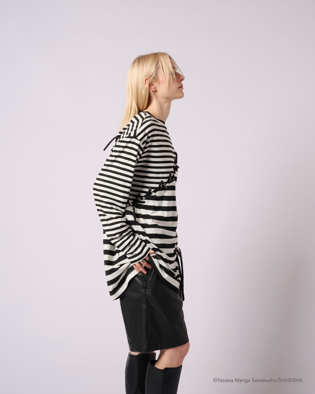 NANA × ADDIXY BORDER LACE-UP TOP [WHITE]