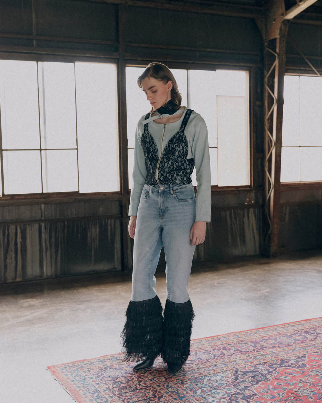 ＜UPCYCLED＞FRINGE HEM DENIM