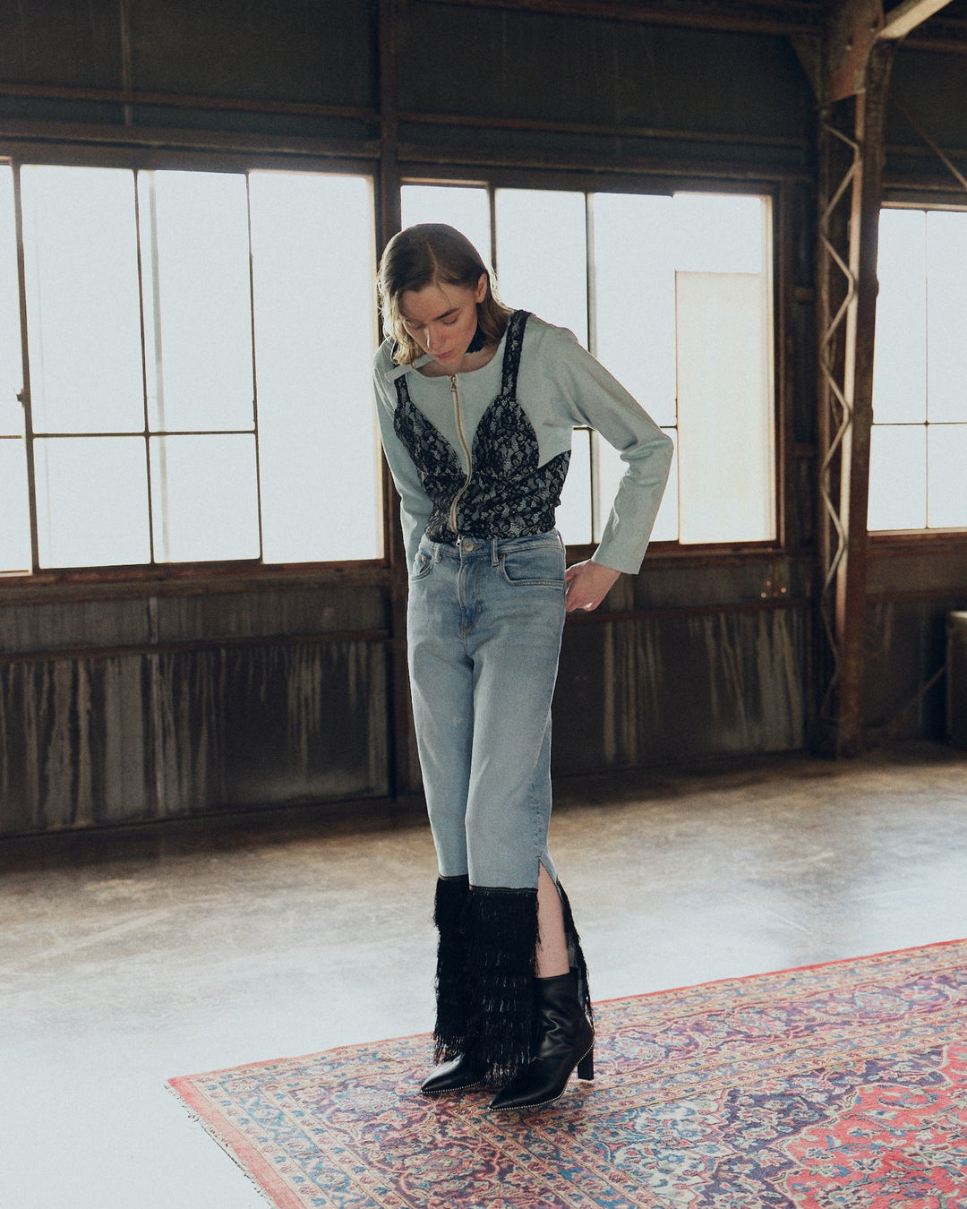 ＜UPCYCLED＞FRINGE HEM DENIM