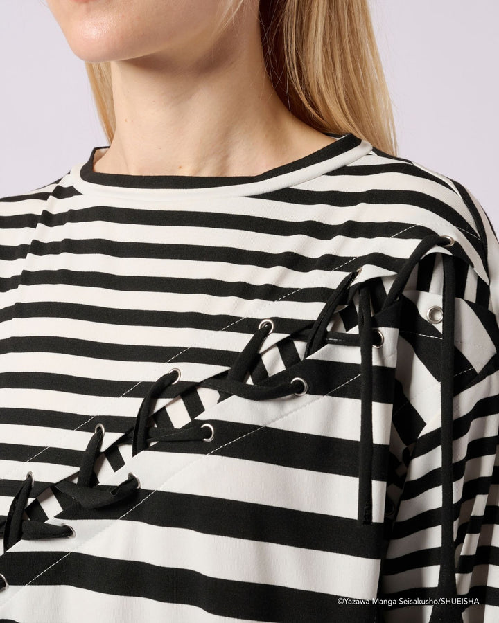 NANA × ADDIXY BORDER LACE-UP TOP [WHITE]