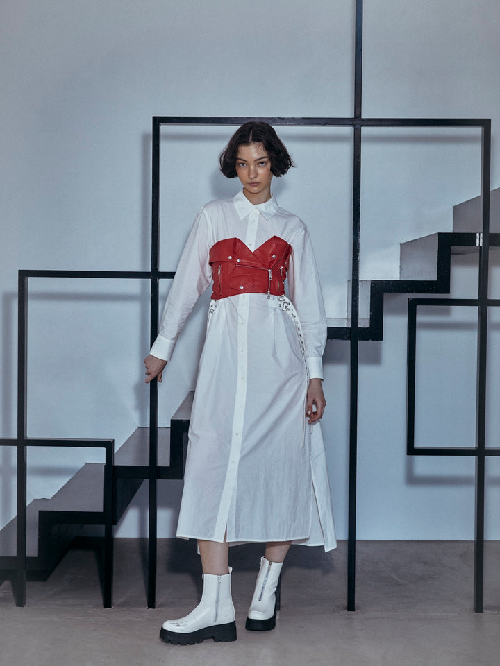 VEGAN LEATHER RIDERS DETAIL BUSTIER