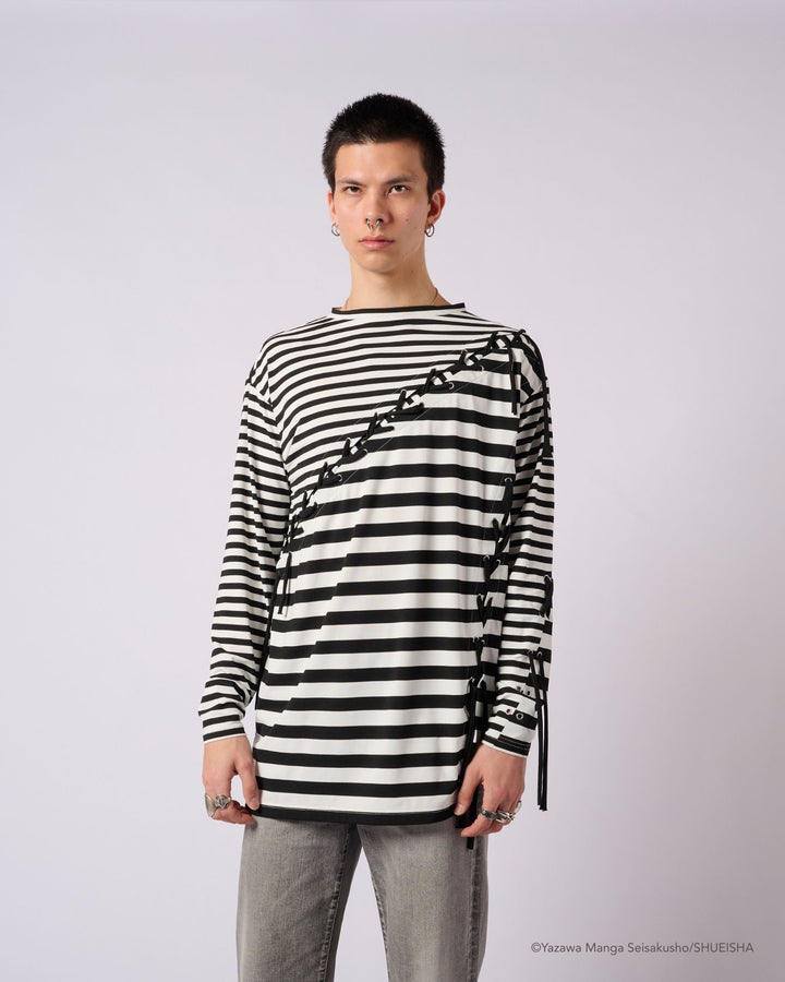 NANA × ADDIXY BORDER LACE-UP TOP [WHITE]