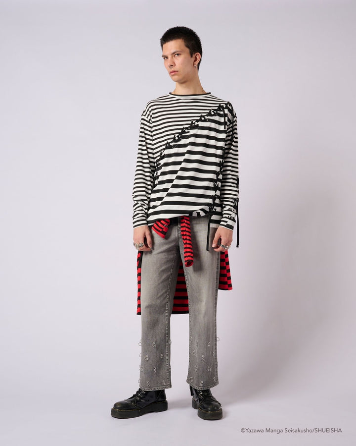 NANA × ADDIXY BORDER LACE-UP TOP [WHITE]