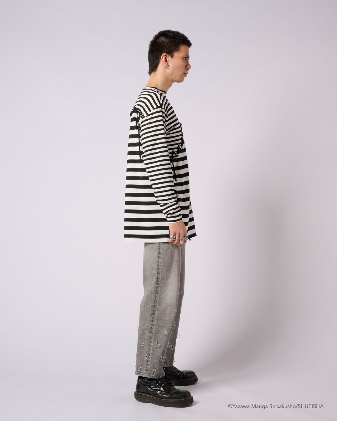 NANA × ADDIXY BORDER LACE-UP TOP [WHITE]