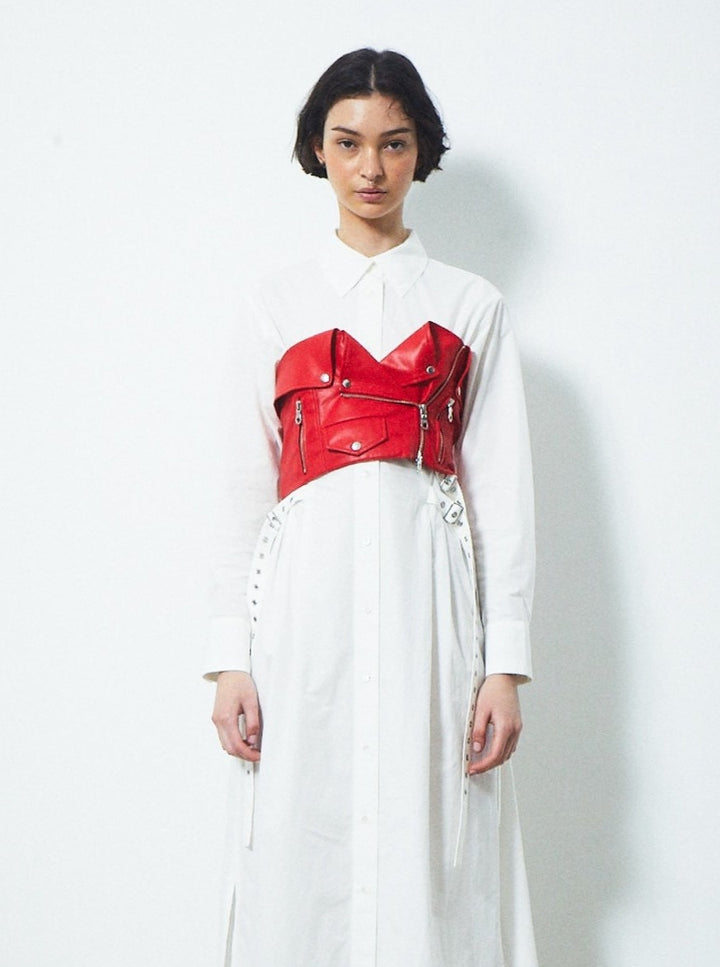 VEGAN LEATHER RIDERS DETAIL BUSTIER