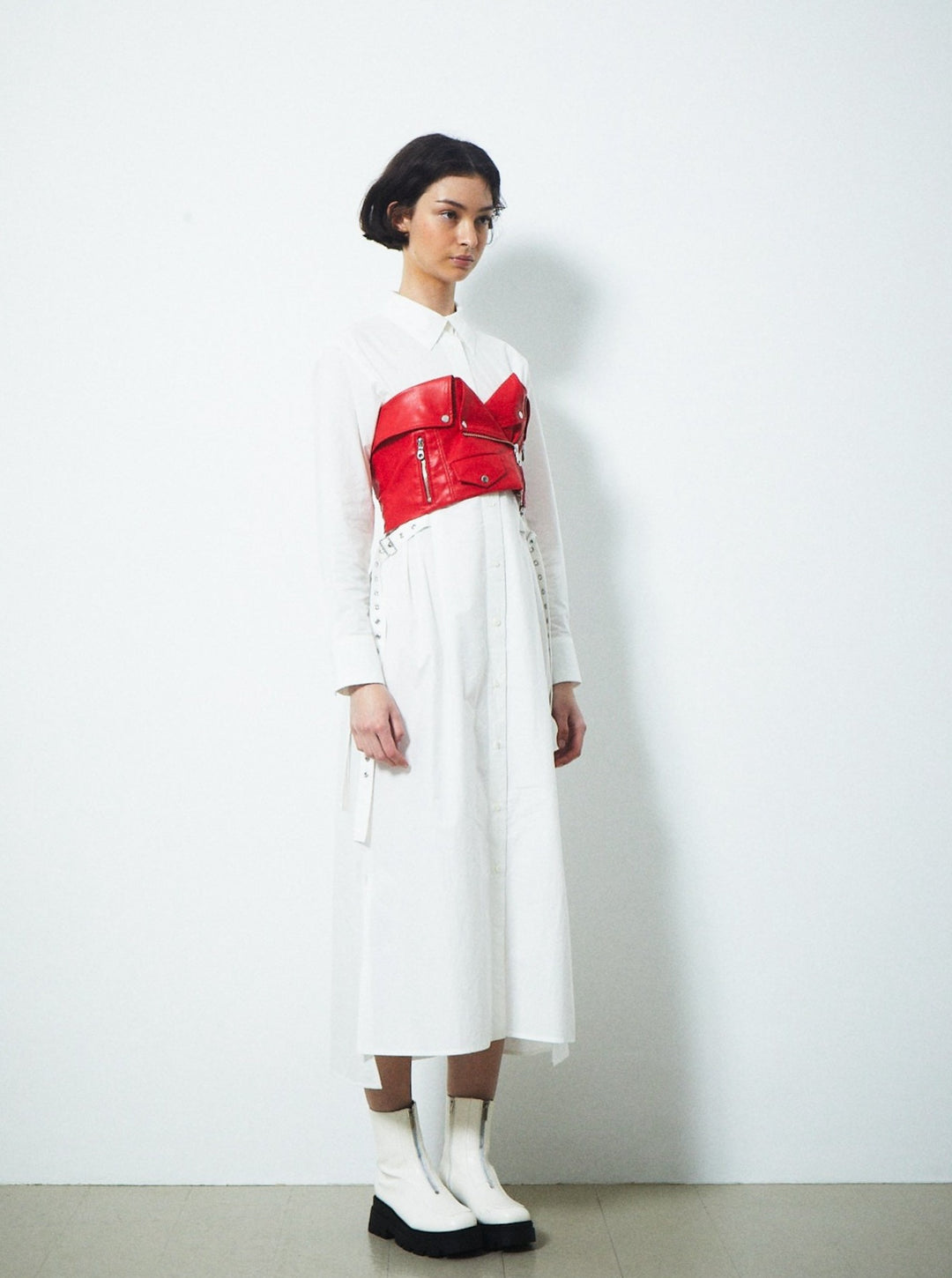 DOUBLE BELT SHIRTS ONEPIECE