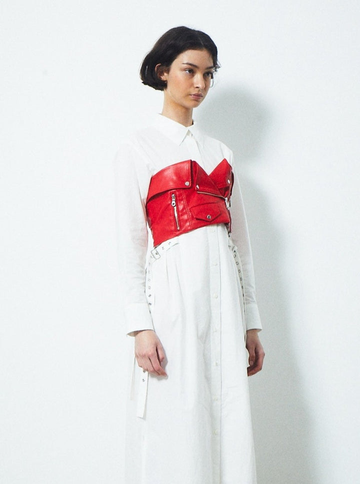 VEGAN LEATHER RIDERS DETAIL BUSTIER