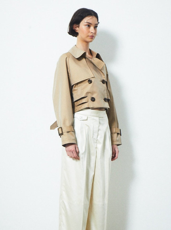 DOUBLE BELT SHORT TRENCH COAT
