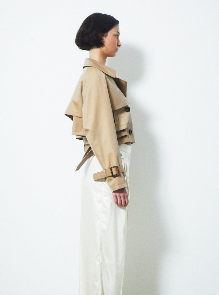DOUBLE BELT SHORT TRENCH COAT