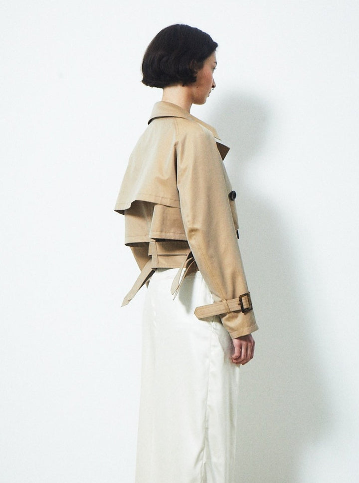DOUBLE BELT SHORT TRENCH COAT