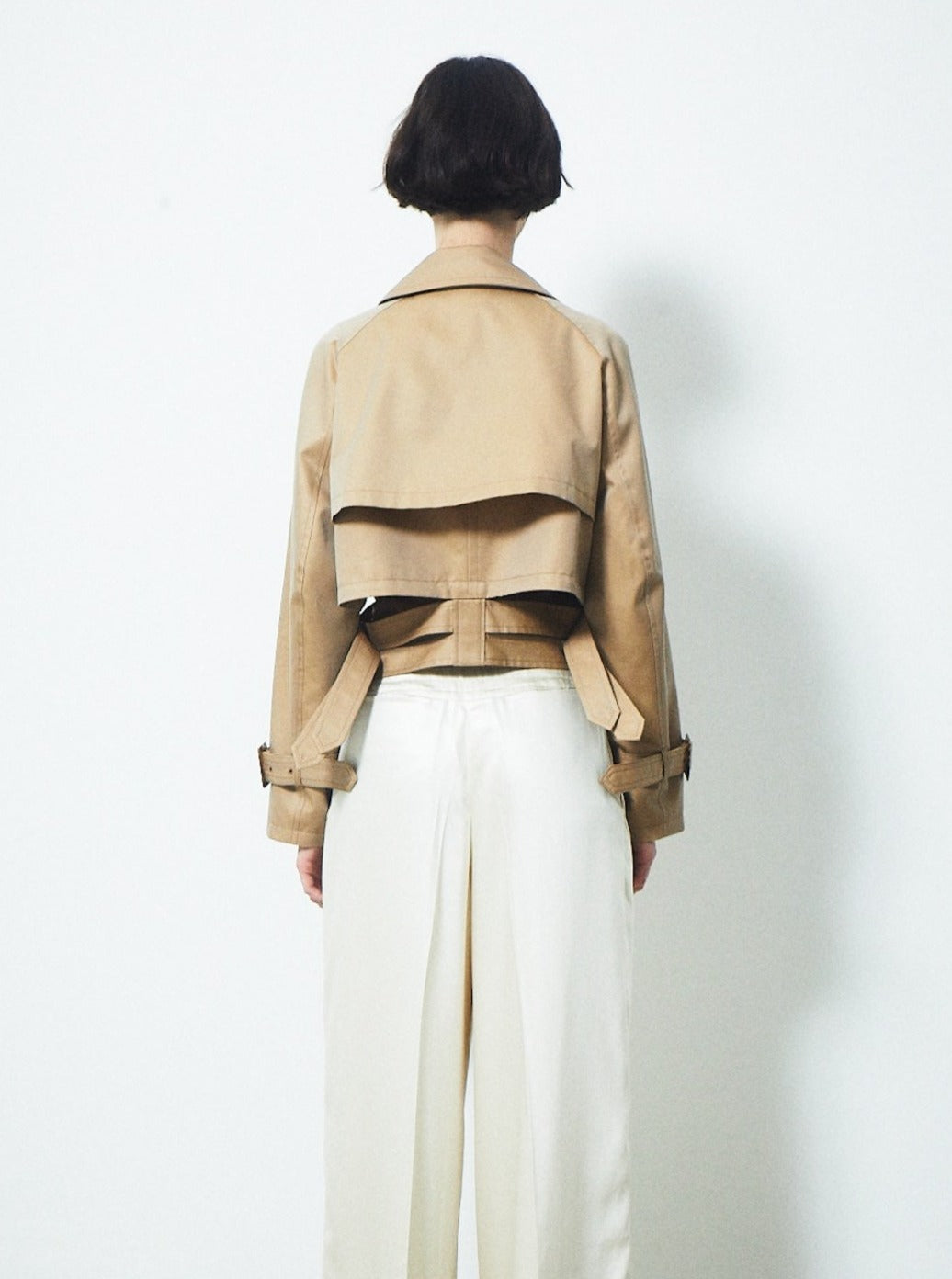 DOUBLE BELT SHORT TRENCH COAT
